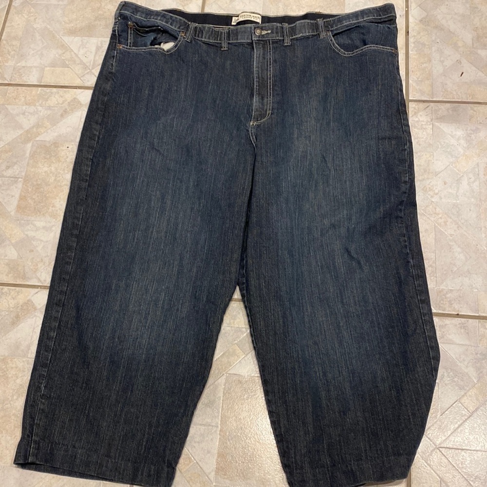 Womens Lee Solid Blue Stretch Loose Fit Plus Size Jeans 50 Waist